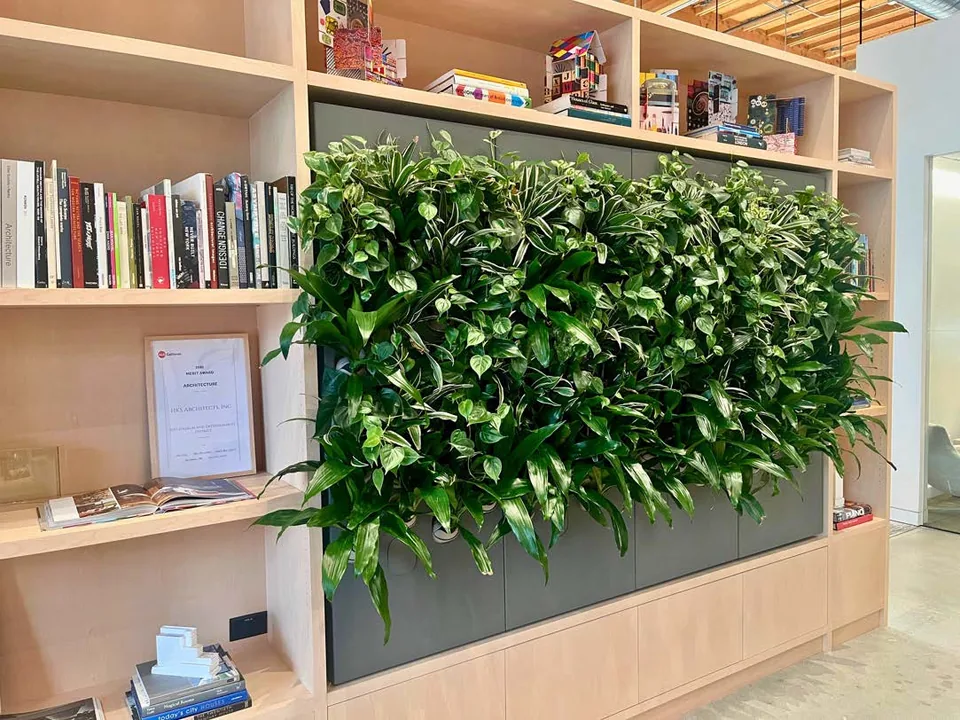 Biome living wall recessed into commercial millwork